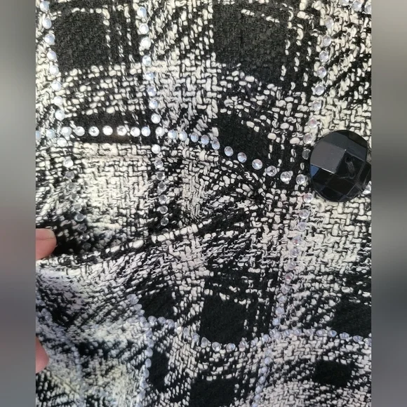 Veronica Beard Rhinestone Miller Dickey Plaid Tweed Jacket Size 2 Black - Picture 5 of 16